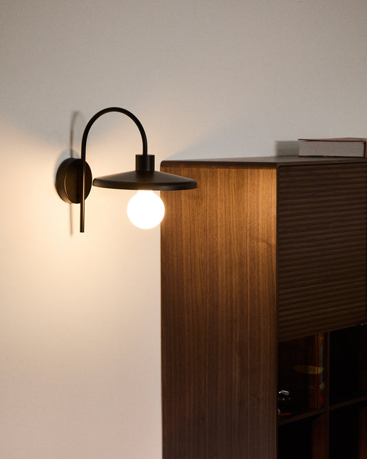 Nuvira wall lamp in black satin metal