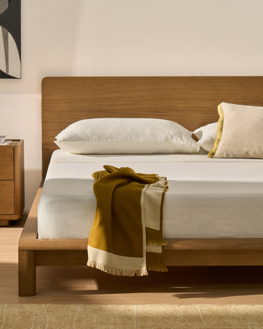 Simmel gornja čaršav od mješavine lana u ecru boji za krevet 150/160 cm