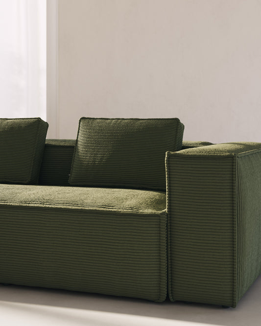 Block cushion made of green wide corduroy, 40 x 60 cm