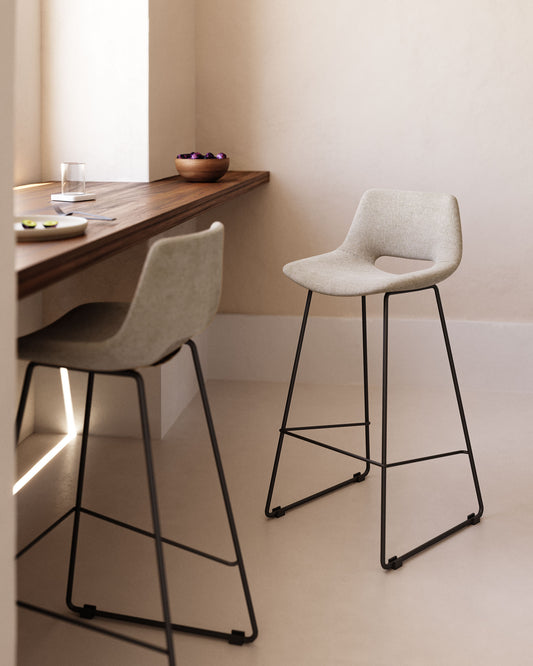 Zahara beige chair with black steel, height 65 cm FSC 100%