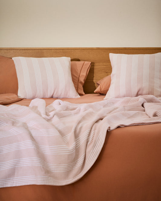 Macie red-beige striped 100% cotton bedspread 150/160 cm