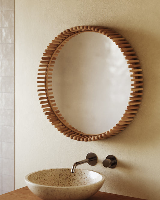 Polka teak mirror Ø 60 cm