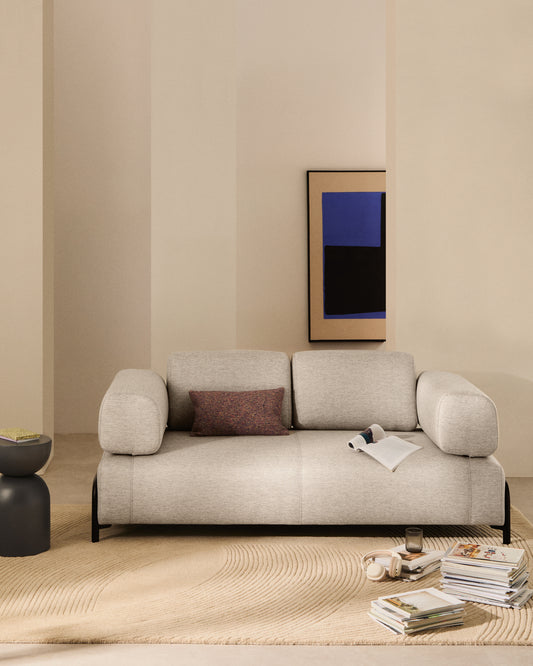 Compo dvosedna sofa u sivo-bež boji sa crnom metalnom konstrukcijom, 200 cm FSC Mix Credit