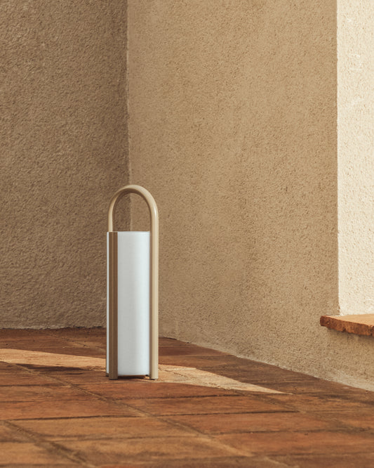 Large portable Leros table lamp made of polyethylene and topo color with metal part