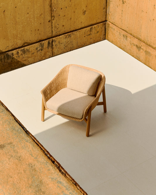 Galea armchair made of FSC 100% solid teak wood and synthetic rattan
