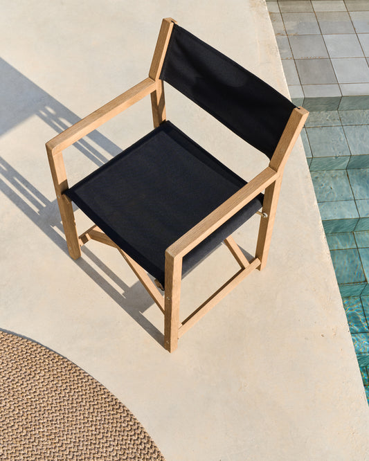 Wilara black outdoor folding chair made of FSC 100% solid acacia wood