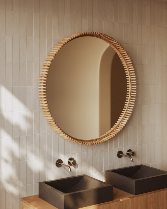 Polke Teak mirror Ø 100 cm