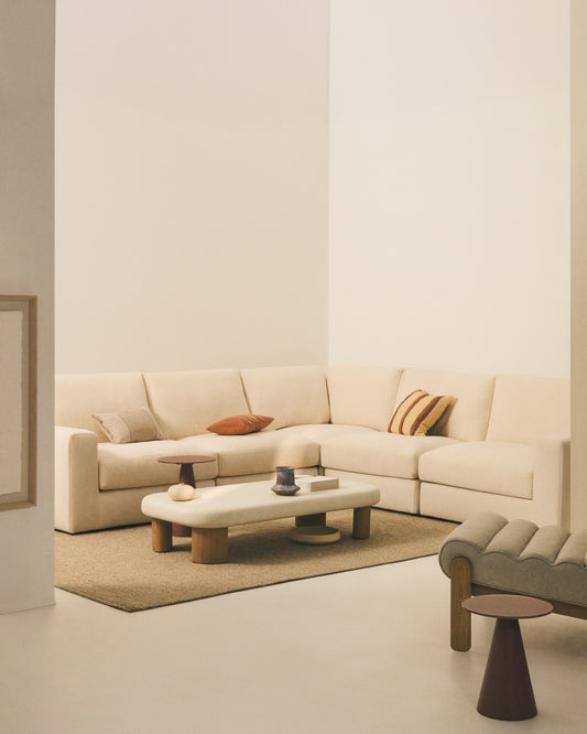 Alea modularna ugaona sofa sa 5 sedišta sa skidivim poklopcem u ekru ženilu 310 x 310 cm