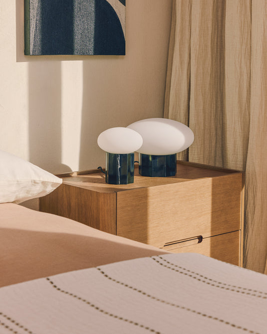 Stona lampa Idela od dimljenog stakla i crnog mermera Ø26 cm