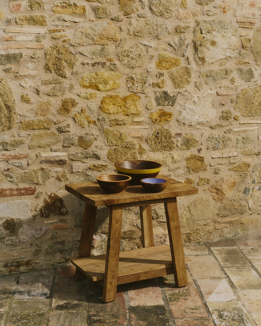 Safara stolica za noge od čvrste reciklirane tikovine 50 x 32 cm