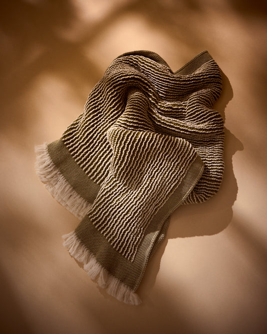 Lideba blanket made of cotton with green stripes 100 x 170 cm