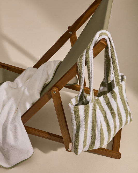 Nuni cotton bag with green and white stripes