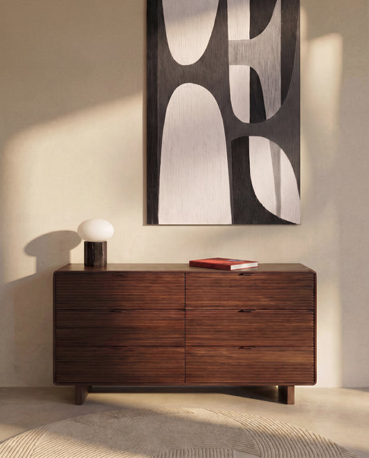 Norlen komoda sa 6 fioka u orahovom furniru FSC Mix Credit 120 x 75 cm