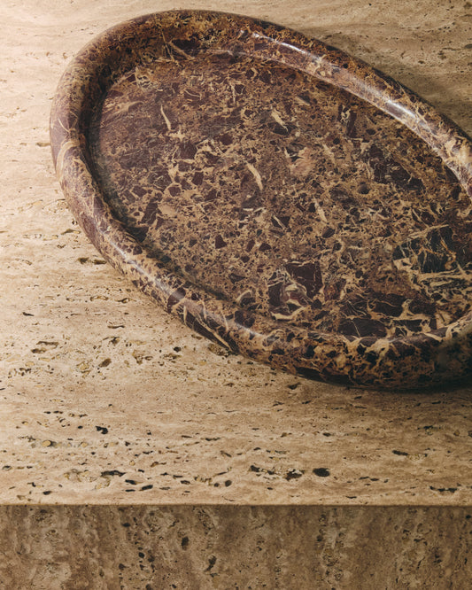 Lenorel tray made of burgundy marble 43 x 28 cm