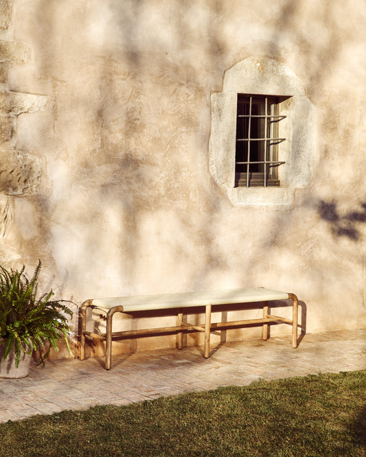 SS26COL1 Bench made of solid FSC 100% acacia wood and natural rope 200 cm