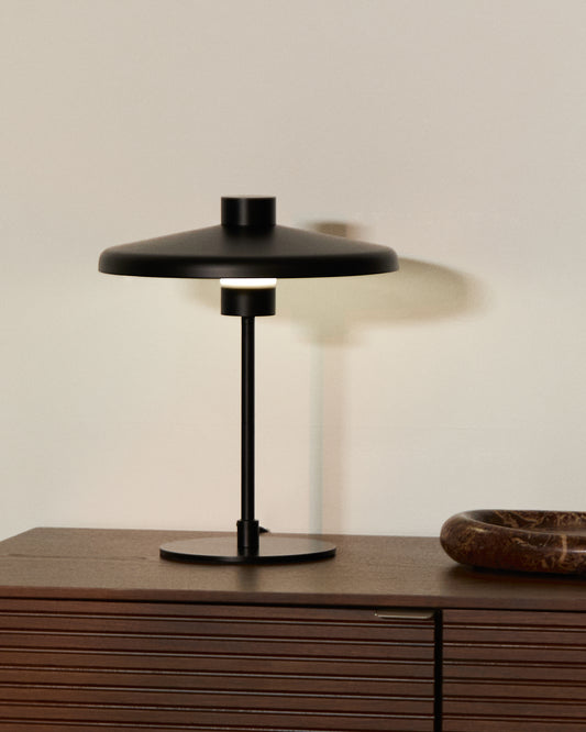 Nuvira table lamp in black satin metal