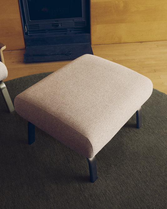 Amsen beige footstool with brushed stainless steel legs 68 x 55 cm