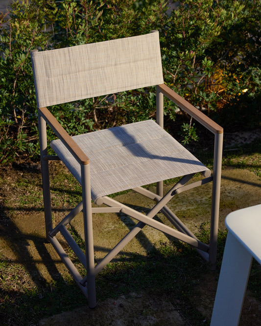 Folding chair Tisno for outdoor use made of aluminum in natural color and natural texteline