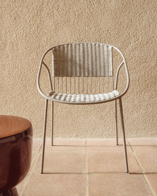 Outdoor folding chair Atrani made of galvanized steel and rope in the color topo