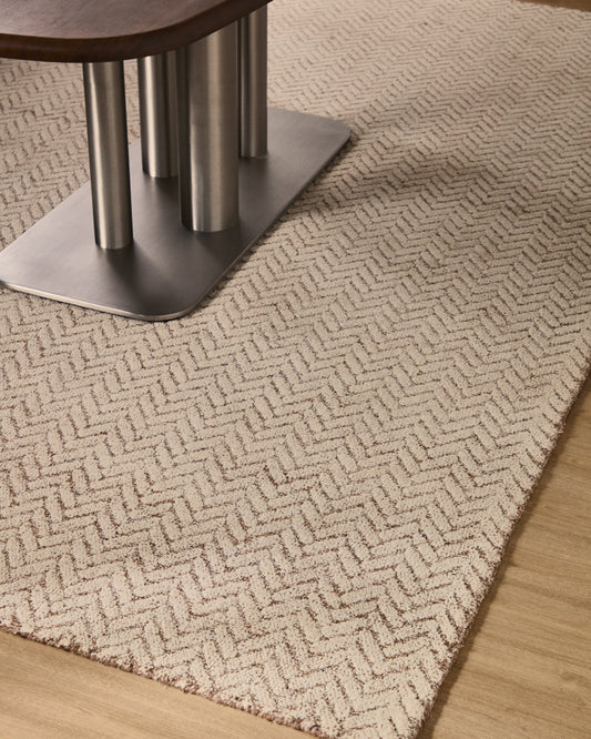 Calira beige woven jacquard wool carpet 230 x 160cm