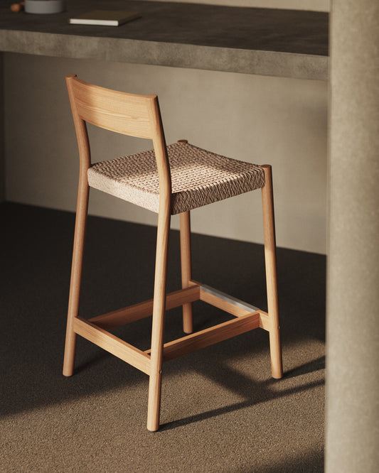 Yalia chair with solid oak back in natural finish and rope seat, 65 cm FSC 100%