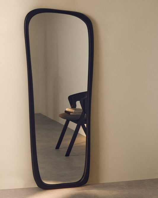 Alura teak mirror in black 158 x 61 cm FSC 100%