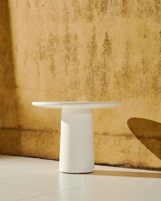 Albanella cement coffee table with glossy white finish Ø65cm