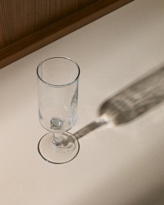 Plenty of clear recycled glass wine glasses