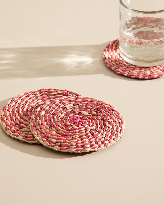 Rivela set of 4 red seaweed coasters