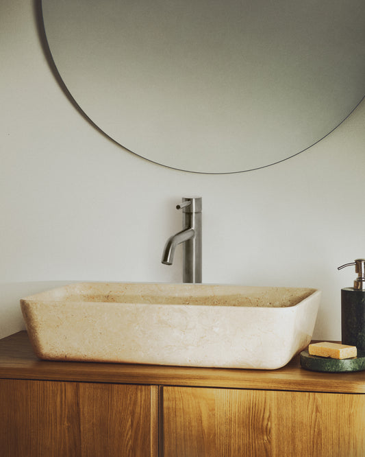 Darnen sink on a marble slab in beige color 55 x 35 cm