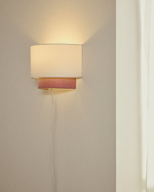 Bianella wall lamp made of cotton and pink canvas Ø 40 cm