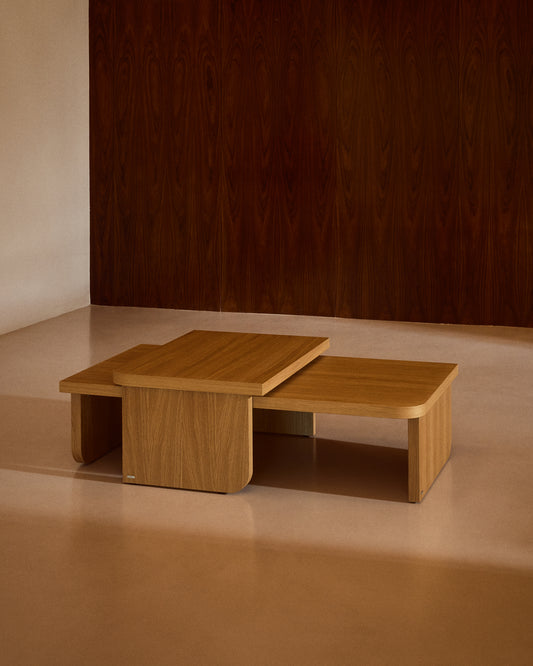 Oaq set of 2 coffee tables in oak veneer with a natural finish FSC Mix Credit