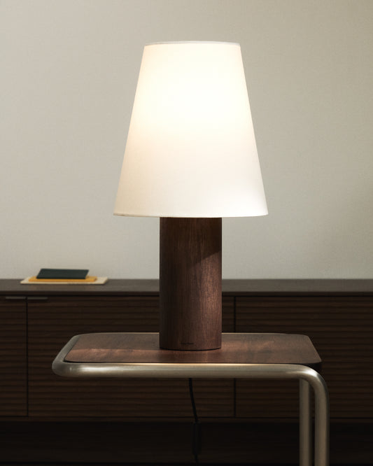 Marga table lamp made of solid rubber wood, dark finish