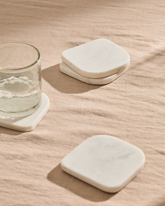 Zera set of 4 coasters in white marble