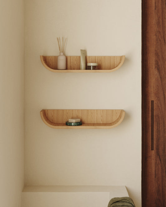 Salaya shelf made of laminated plywood in a natural finish, 60 x 12 cm