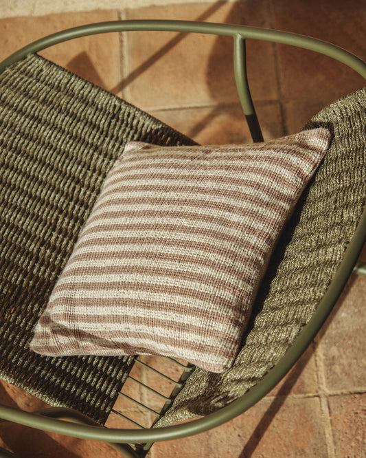 Cushion cover Dirome 100% PET striped beige 45 x 45 cm