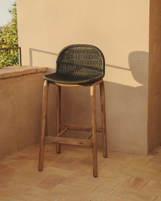 SS26COL1 Chair made of solid FSC 100% acacia wood and dark gray rope 75 cm