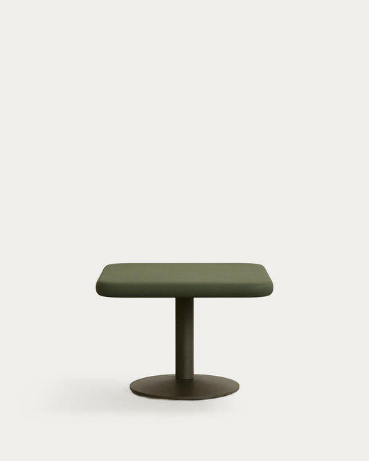 Esilda outdoor table with green cement board 70x70cm and green steel base Ø42x45cm