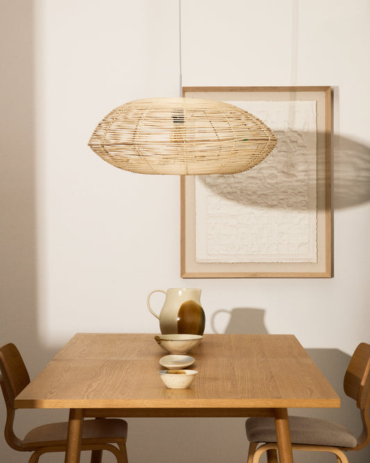 Flaro rattan ceiling lamp with light finish Ø70cm