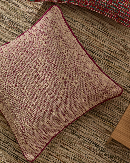 Brisella pink jacquard cushion cover with contrasting decorations 45 x 45cm