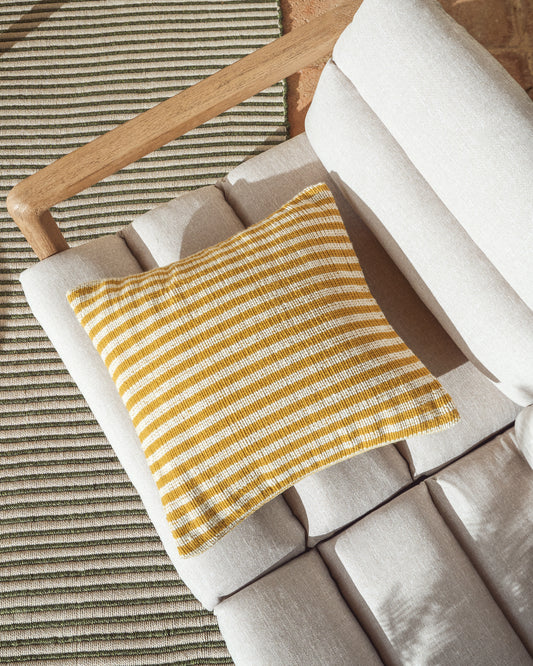 Cushion cover Dirome 100% PET striped yellow 45 x 45 cm