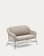 Brida two-seater in beige and steel legs with black finish, 128 cm