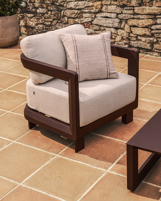 Armchair Nerano for outside, made of aluminum, brown
