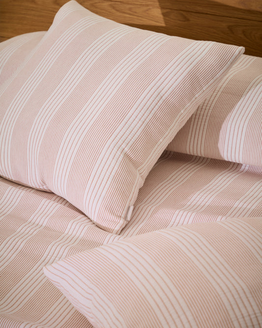 Macie set of 2 red and beige striped cushion covers 100% cotton 50 x 50 cm
