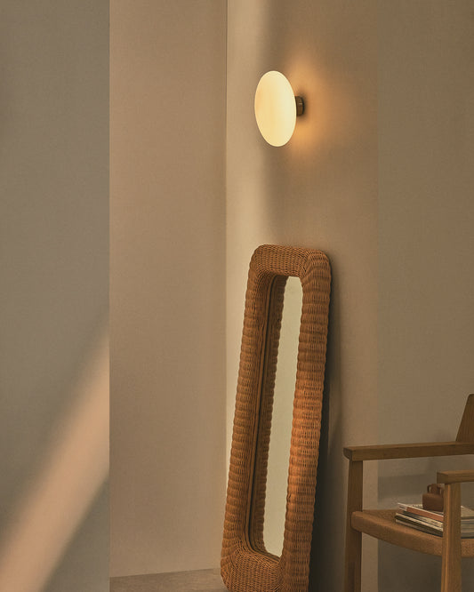 Wall lamp Bamila made of smoked glass and nickel Ø25cm