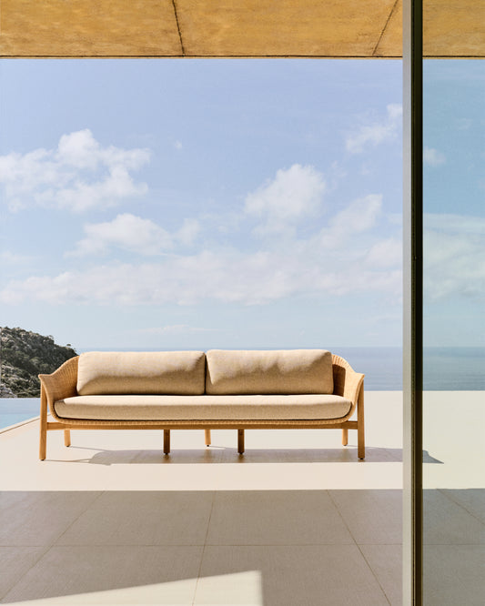 Galea sofa made of FSC 100% solid teak wood and synthetic rattan 223cm