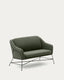 Brida two-seater in green and steel legs with black finish, 128 cm