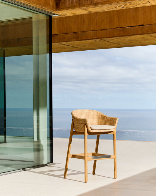 Galea chair made of FSC 100% solid teak wood and synthetic rattan 75cm