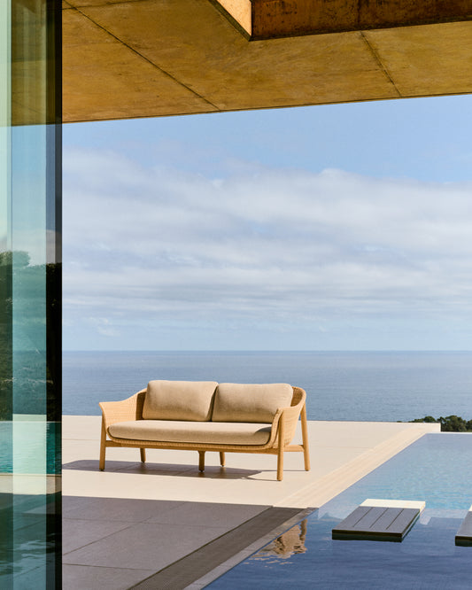 Galea two-seater made of FSC 100% solid teak wood and synthetic rattan 170.5cm