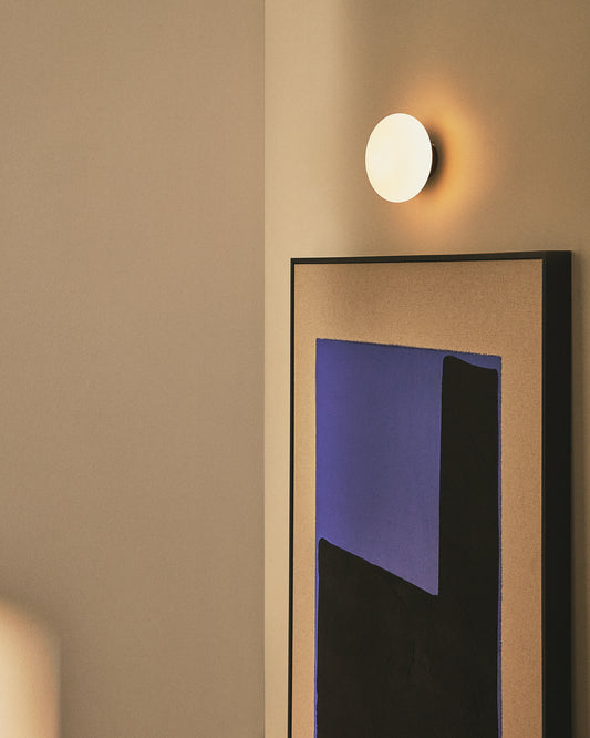 Bamila wall lamp made of smoked glass and black metal Ø15cm